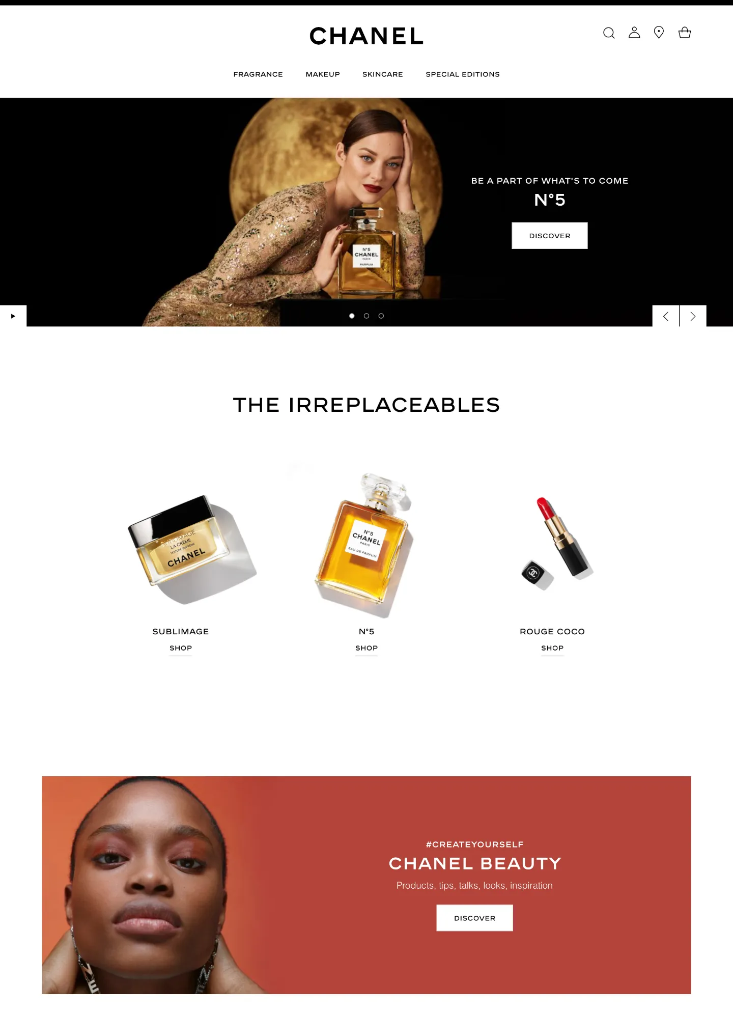 Chanel Homepage of January 2021